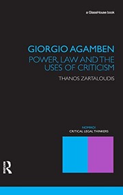 Front cover of Giorgio Agamben by Thanos Zartaloudis