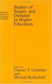 Cover of Studies of supply and demand in higher education by Charles T. Clotfelter