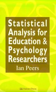Front cover of Statistical analysis for education and psychology researchers by Ian Peers