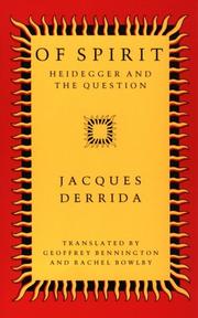 Front cover of Of Spirit by Jacques Derrida