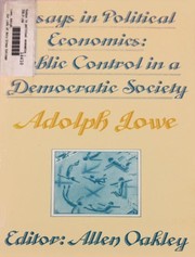 Front cover of Essays in political economics by Adolph Lowe
