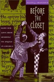 Front cover of Before the closet by Allen J. Frantzen