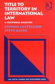 Front cover of TITLE TO TERRITORY IN INTERNATIONAL LAW: A TEMPORAL ANALYSIS by JOSHUA CASTELLINO