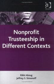 Front cover of Nonprofit trusteeship in different contexts by Rikki Abzug