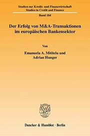 Front cover of Der Erfolg von M & A-Transaktionen im europäischen Bankensektor by Emanuela A. Mititelu