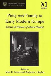 Cover of Piety and family in early modern Europe by Steven E. Ozment