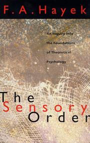 Cover of The sensory order by Friedrich A. von Hayek
