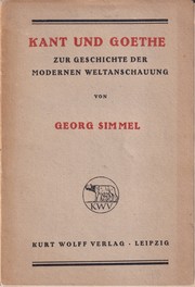 Cover of Kant und Goethe by Georg Simmel