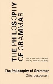 Front cover of The philosophy of grammar by Otto Jespersen