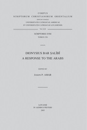 Front cover of A response to the Arabs by Dionysius bar Ṣalībī Bishop of Amida