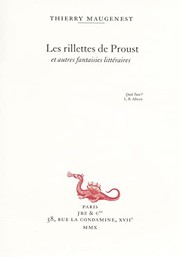 Front cover of Les rillettes de Proust by Thierry Maugenest