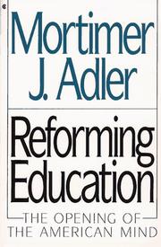 Cover of Reforming Education by Mortimer J. Adler