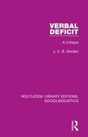 Cover of Verbal Deficit by J.C.B. Gordon