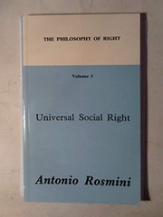 Cover of Universal social right by Antonio Rosmini