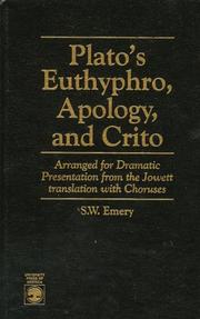 Front cover of Plato's Euthyphro, Apology, and Crito by Sarah Watson Emery