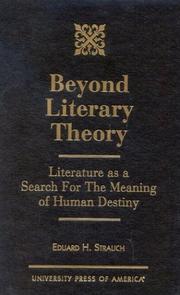 Front cover of Beyond literary theory by Eduard Hugo Strauch