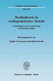 Front cover of Rechtstheorie in rechtspraktischer Absicht by Friedrich Müller