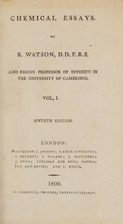 Cover of Chemical essays by Richard Watson