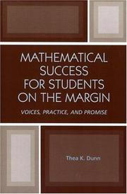 Front cover of Mathematical Success for Students on the Margin by Thea K. Dunn