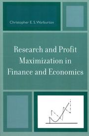 Cover of Research and profit maximization in finance and economics by Christopher E. S. Warburton