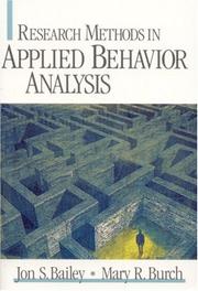 Cover of Research Methods in Applied Behavior Analysis by Jon S. Bailey