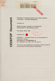 Front cover of Financing of vocational training in the Federal Republic of Germany by Brigitte Gravalas