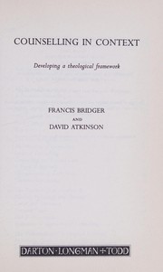 Cover of Counselling in context by Francis Bridger
