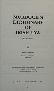Front cover of Murdoch's dictionary of Irish law by Henry J. P. Murdoch