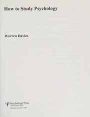 Cover of How to study psychology by Warren Davies