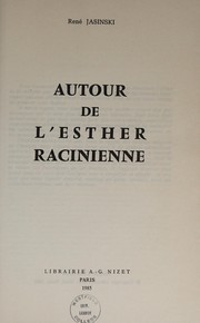Front cover of Autour de l'Esther racinienne by René Jasinski