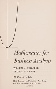 Cover of Mathematics for business analysis by William A. Rutledge