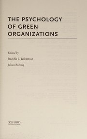 Front cover of Psychology of Green Organizations by Jennifer L. Robertson