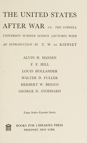 Cover of The United States after war by Alvin Harvey Hansen