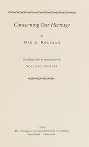 Cover of Concerning our heritage by O. E. Rølvaag