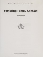 Cover of Fostering family contact by Hedy Cleaver