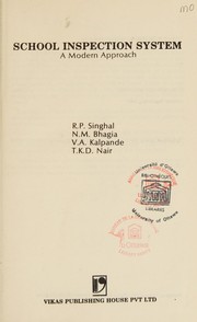Cover of School inspection system by R. P. Singhal