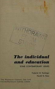 Front cover of The individual and education by Frederick M. Raubinger