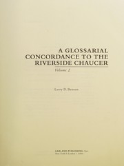 Cover of A glossarial concordance to the Riverside Chaucer by Larry Dean Benson