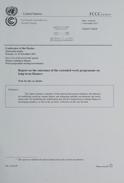 Cover of Report on the outcomes of the extended work programme on long-term finance by United Nations Framework Convention on Climate Change (Organization)