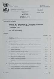 Cover of Report of the Conference of the Parties on its seventeenth session, held in Durban from 28 November to 11 December 2011 by Conference of the Parties (United Nations Framework Convention on Climate Change)