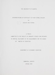 Front cover of Interpretations of difficulty in high school biology by Valerie Ann Oldham