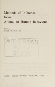Front cover of Methods of inference from animal to human behaviour by Conference on the Logic of Inference from Animal to Human Behaviour Murten, Switzerland 1973.