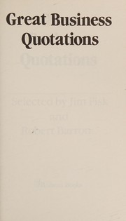 Front cover of Great Business Quotations by Jim Fisk