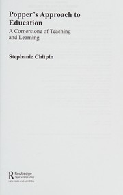 Front cover of Popper's Approach to Education by Stephanie Chitpin