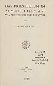 Front cover of Das Priestertum im ägyptischen Staat by Hermann Kees