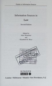 Cover of Information sources in law by Jules Winterton