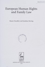 Front cover of European human rights and family law by Shazia Choudhry