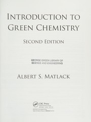 Front cover of Introduction to Green Chemistry by Albert Matlack