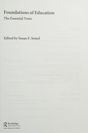 Front cover of Foundations of education by Susan F. Semel