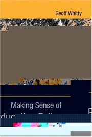 Front cover of Making Senase of Education Policy by Geoff Whitty